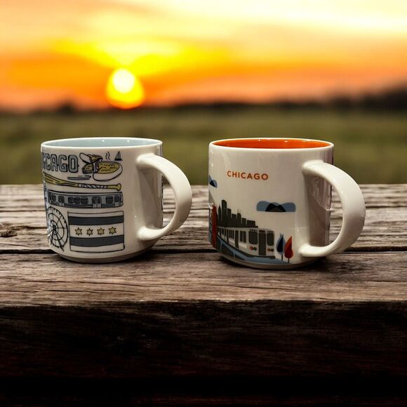 Starbucks CHICAGO Mug Pair – Been There Series & You Are Here Series –14oz – EUC - Picture 2 of 9